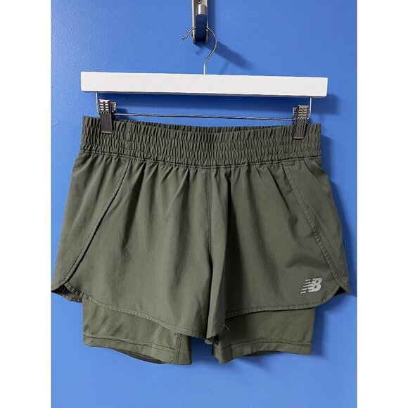 New Balance Womens Green Athletic Running Shorts, InnerLiner, TENNIS, PICKLEBALL - Picture 1 of 7